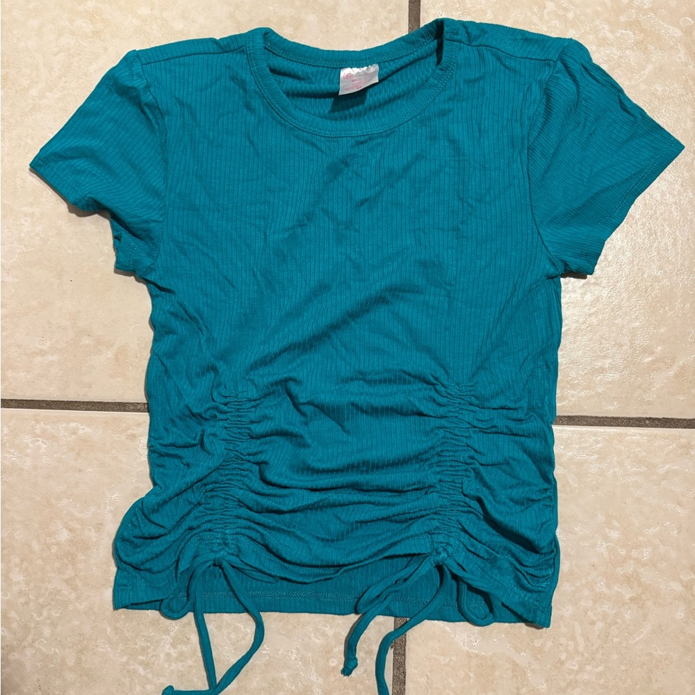 NOBO Teal Short Sleeve Ruched Top